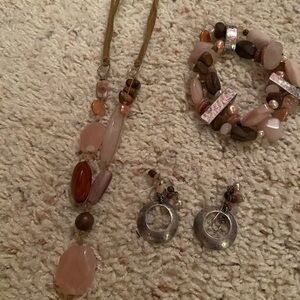 Silpada Pink and Brown Necklace Set